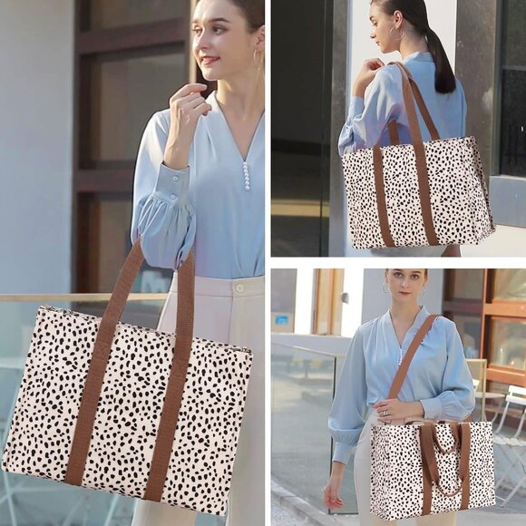 Laptop Tote Bag for Women Work 15.6 inch Canvas Shoulder Bags Computer Messenger - Picture 6 of 8